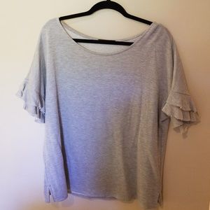 Cute grey top with ruffle sleeve